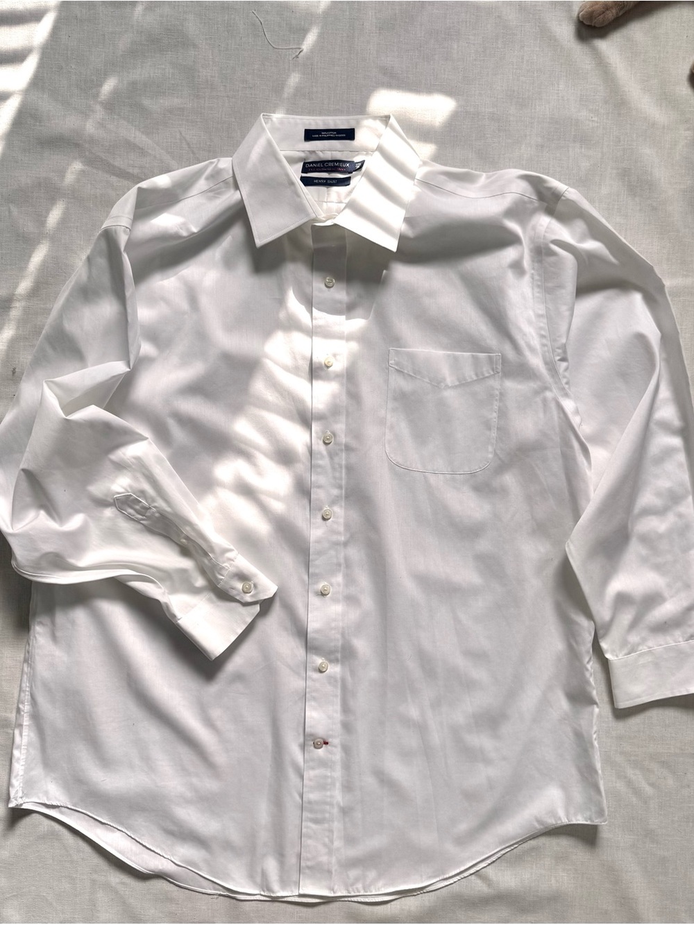 Daniel Cremieux Definitive Henry Button-Up White Long-Sleeve Dress Shirt